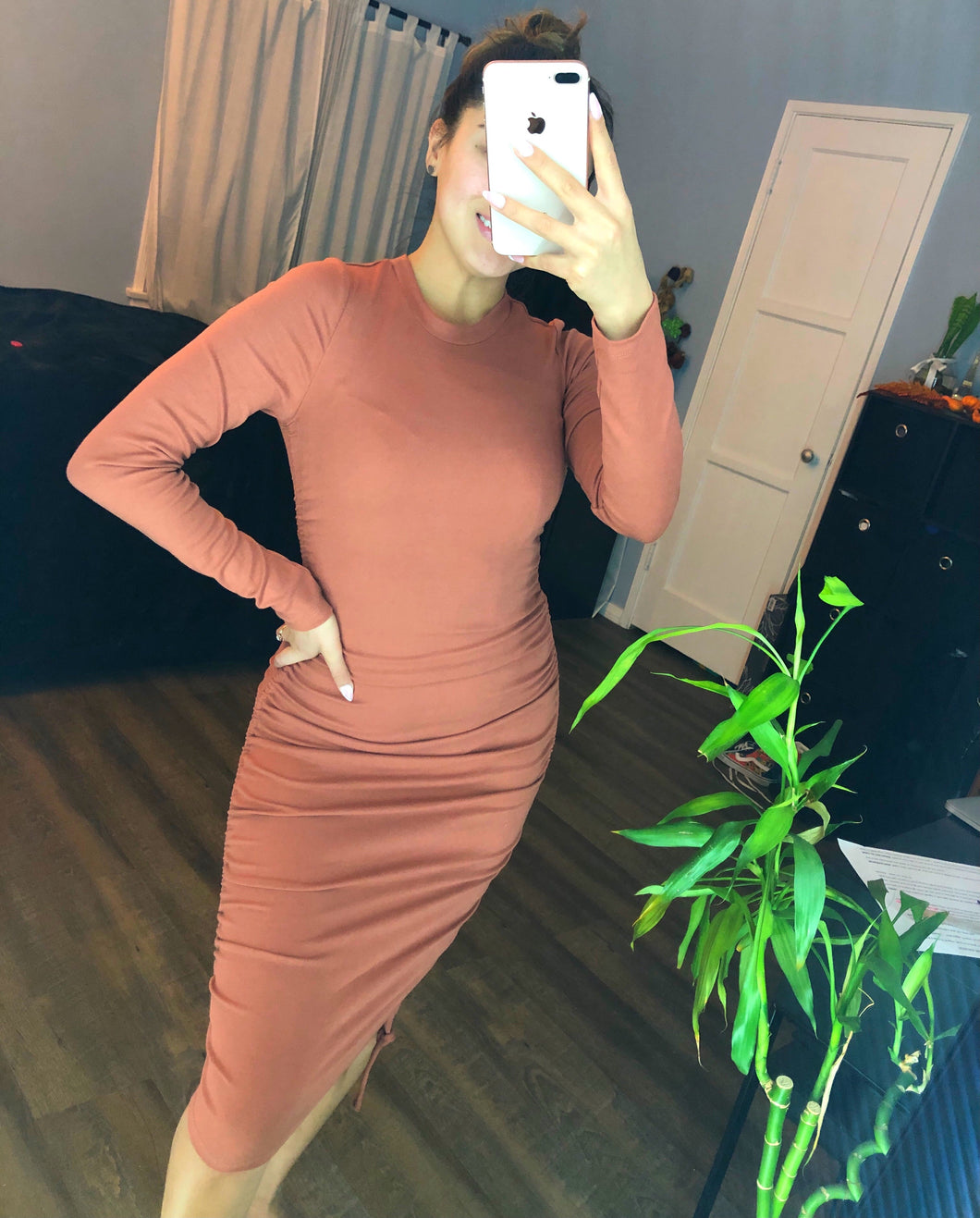 SARAH RUCHED DRESS